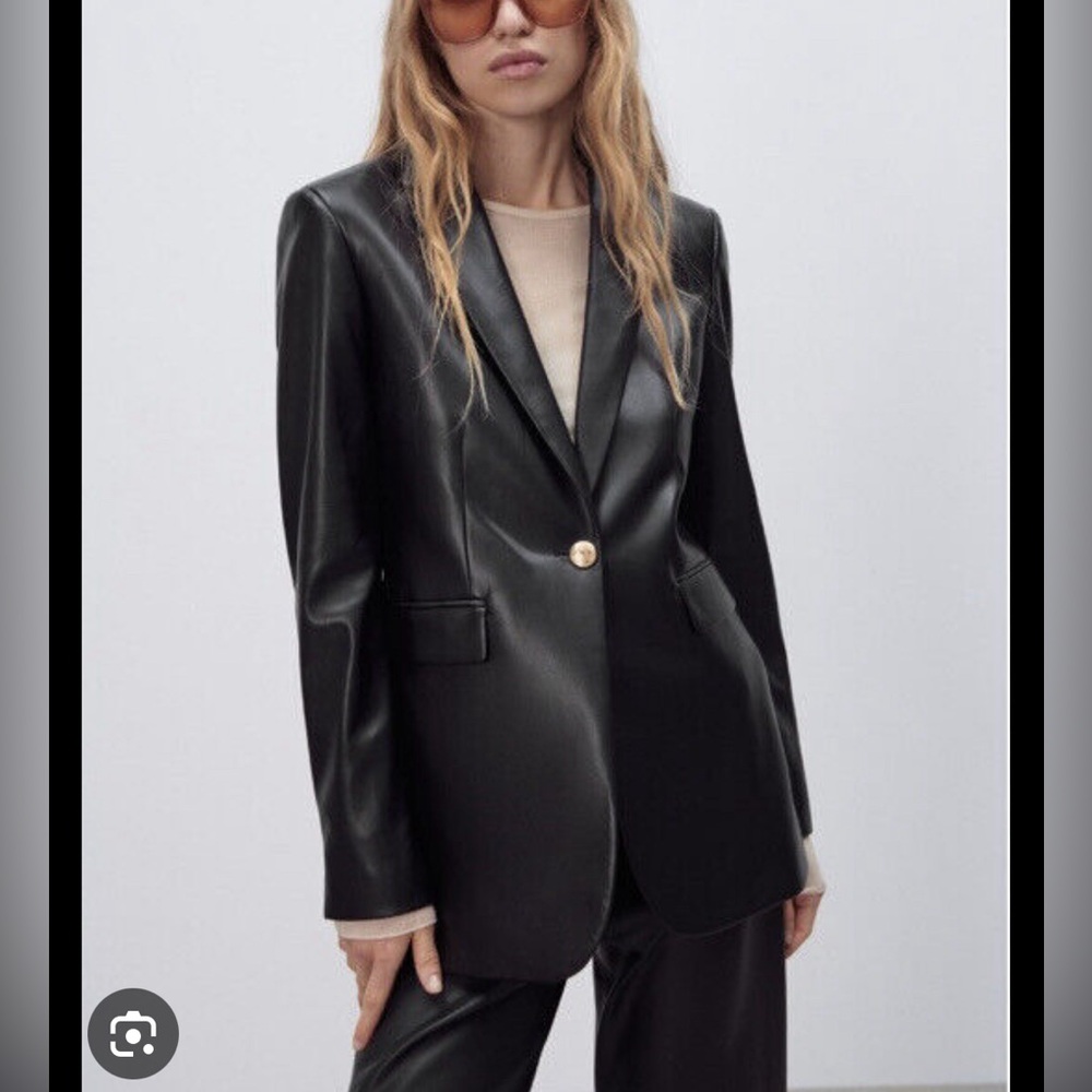 Zara Faux Leather Blazer